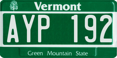 VT license plate AYP192