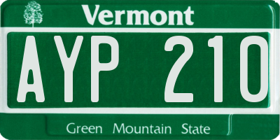 VT license plate AYP210