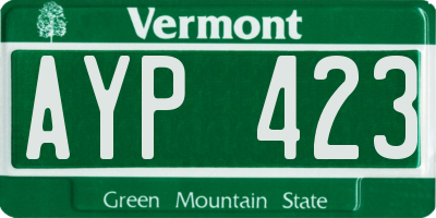 VT license plate AYP423