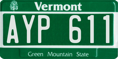 VT license plate AYP611