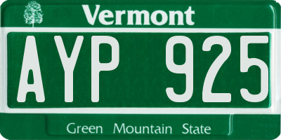 VT license plate AYP925