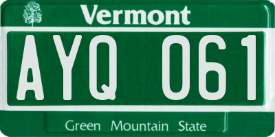 VT license plate AYQ061