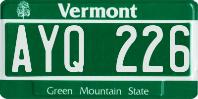 VT license plate AYQ226