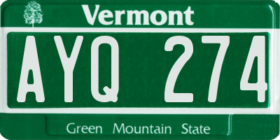 VT license plate AYQ274