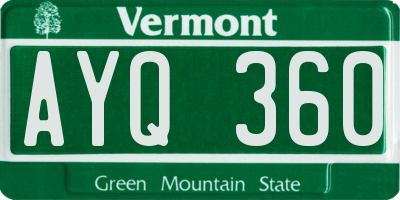 VT license plate AYQ360