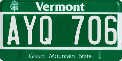 VT license plate AYQ706