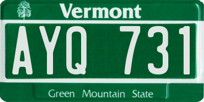 VT license plate AYQ731