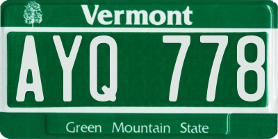 VT license plate AYQ778