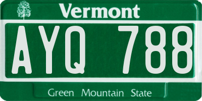 VT license plate AYQ788
