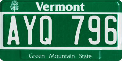 VT license plate AYQ796
