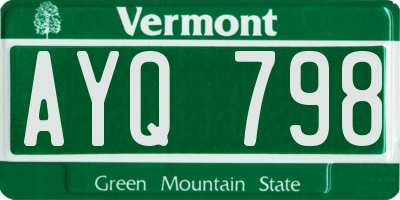 VT license plate AYQ798