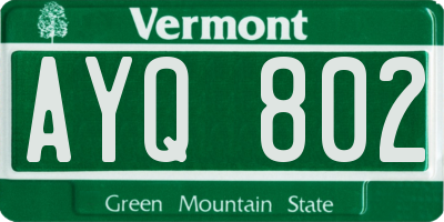 VT license plate AYQ802