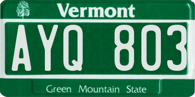 VT license plate AYQ803
