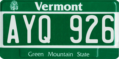 VT license plate AYQ926