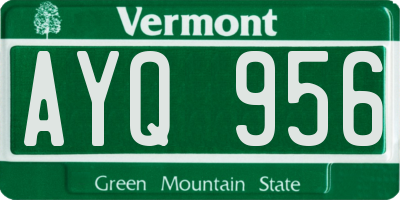 VT license plate AYQ956