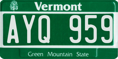 VT license plate AYQ959