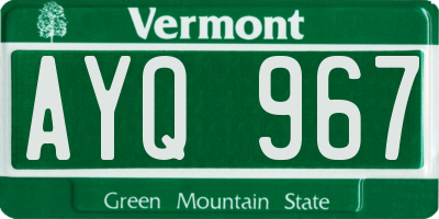 VT license plate AYQ967