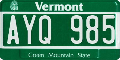 VT license plate AYQ985