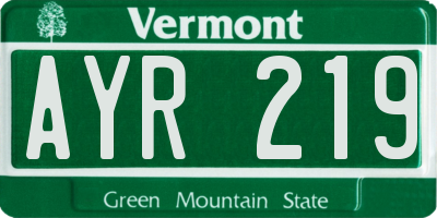 VT license plate AYR219