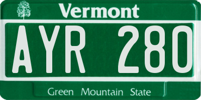 VT license plate AYR280