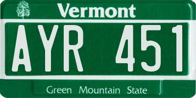 VT license plate AYR451