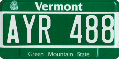 VT license plate AYR488