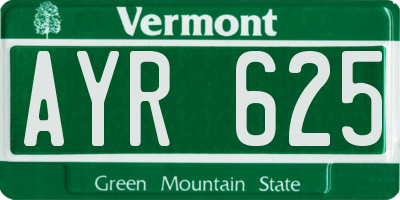 VT license plate AYR625