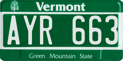 VT license plate AYR663
