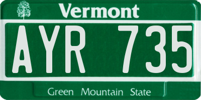 VT license plate AYR735