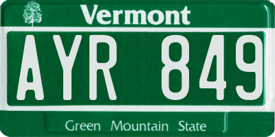 VT license plate AYR849