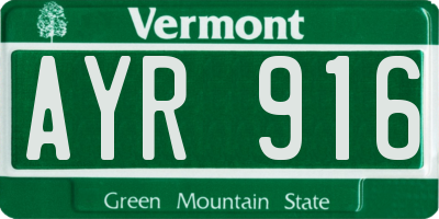 VT license plate AYR916