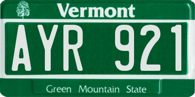 VT license plate AYR921