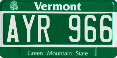VT license plate AYR966
