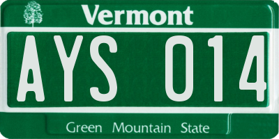VT license plate AYS014