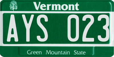 VT license plate AYS023