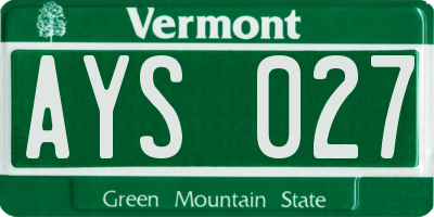 VT license plate AYS027