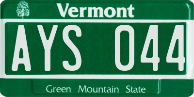 VT license plate AYS044