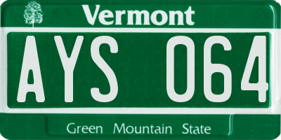 VT license plate AYS064