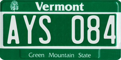 VT license plate AYS084