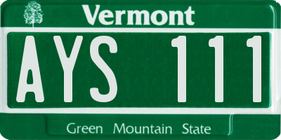 VT license plate AYS111