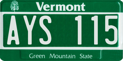 VT license plate AYS115