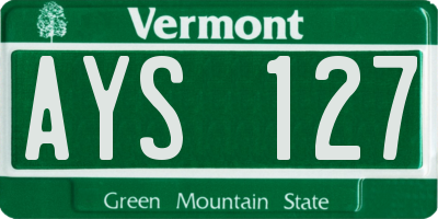 VT license plate AYS127