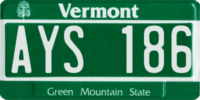 VT license plate AYS186