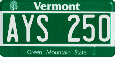 VT license plate AYS250