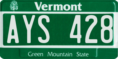 VT license plate AYS428