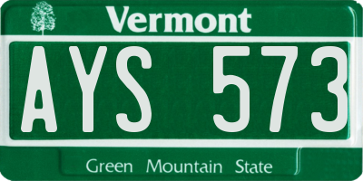 VT license plate AYS573