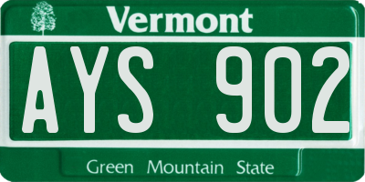 VT license plate AYS902
