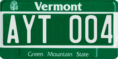 VT license plate AYT004
