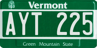 VT license plate AYT225