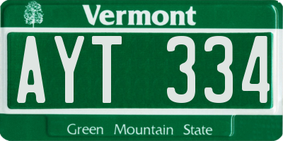 VT license plate AYT334